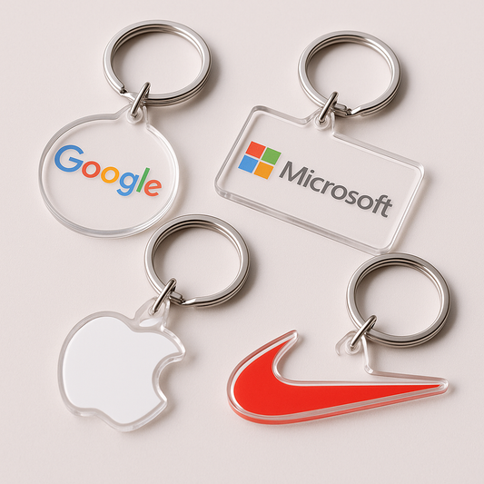 25 Pieces - Branded Clear Acrylic Keychains @120/-