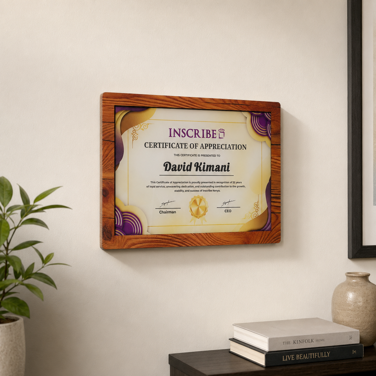 Personalized Certificate of Appreciation Plaque