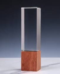 CR-59 Cuboid Wooden Base Crystal Award Trophy