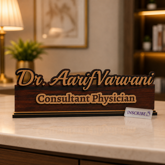 Personalized Layered Wooden Desk Name Plate