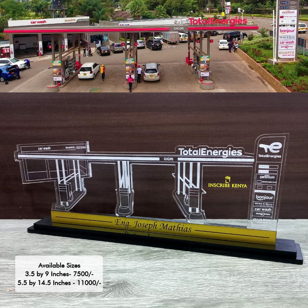 Acrylic Total Petrol Station Fuel Pump shaped award / Trophy / Plaque