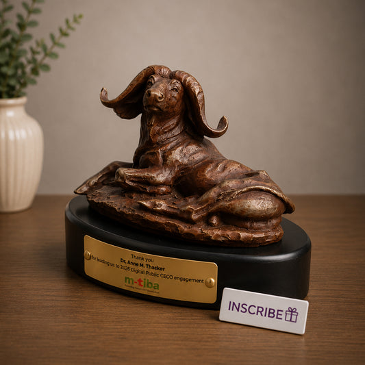 African Rhino Brass Cast Sculpture Recognition Trophy