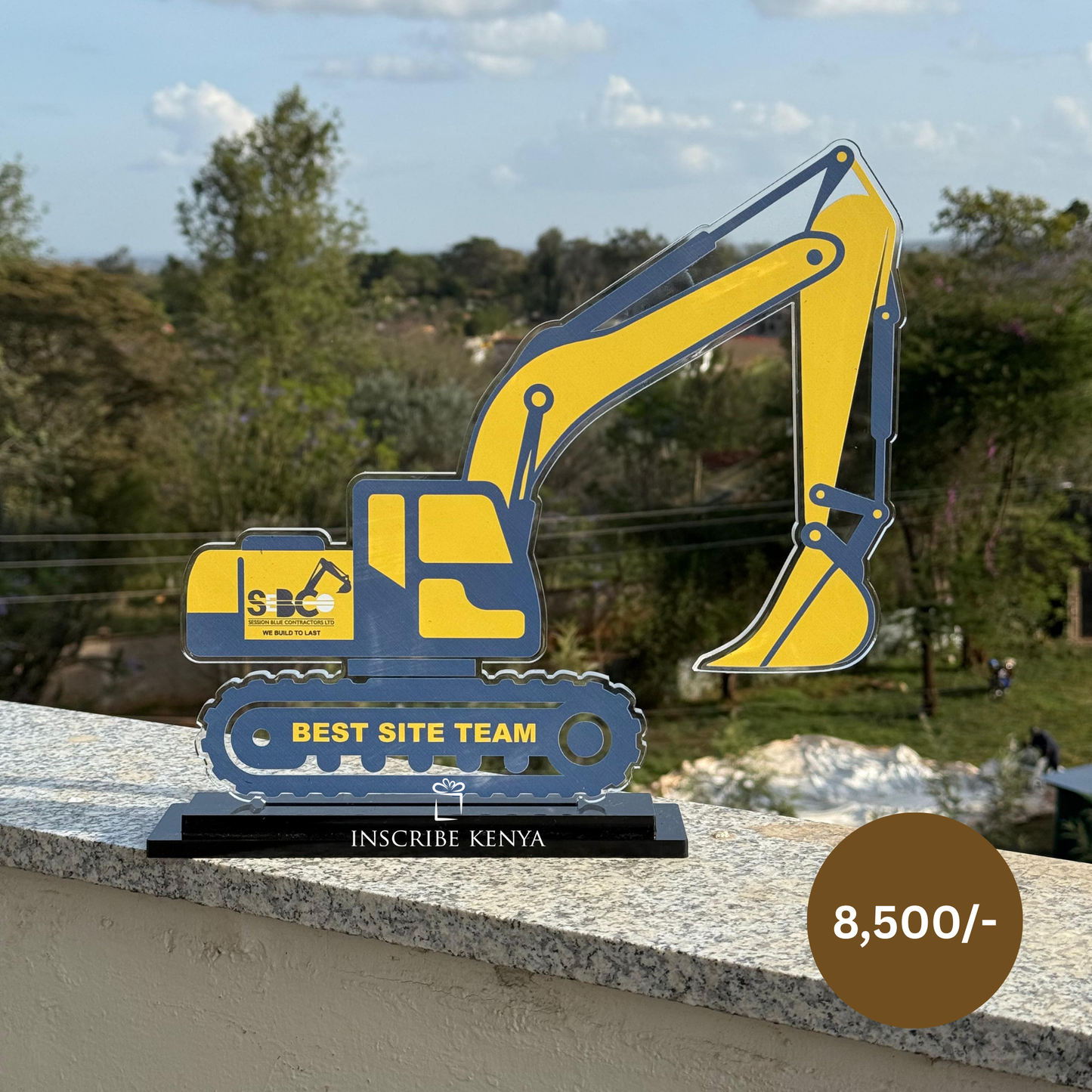 Excavator Shaped Acrylic Award.