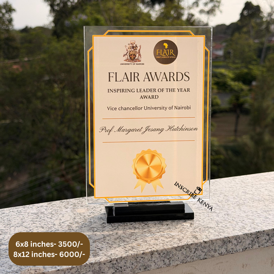 Acrylic Rect Certificate Plaque.