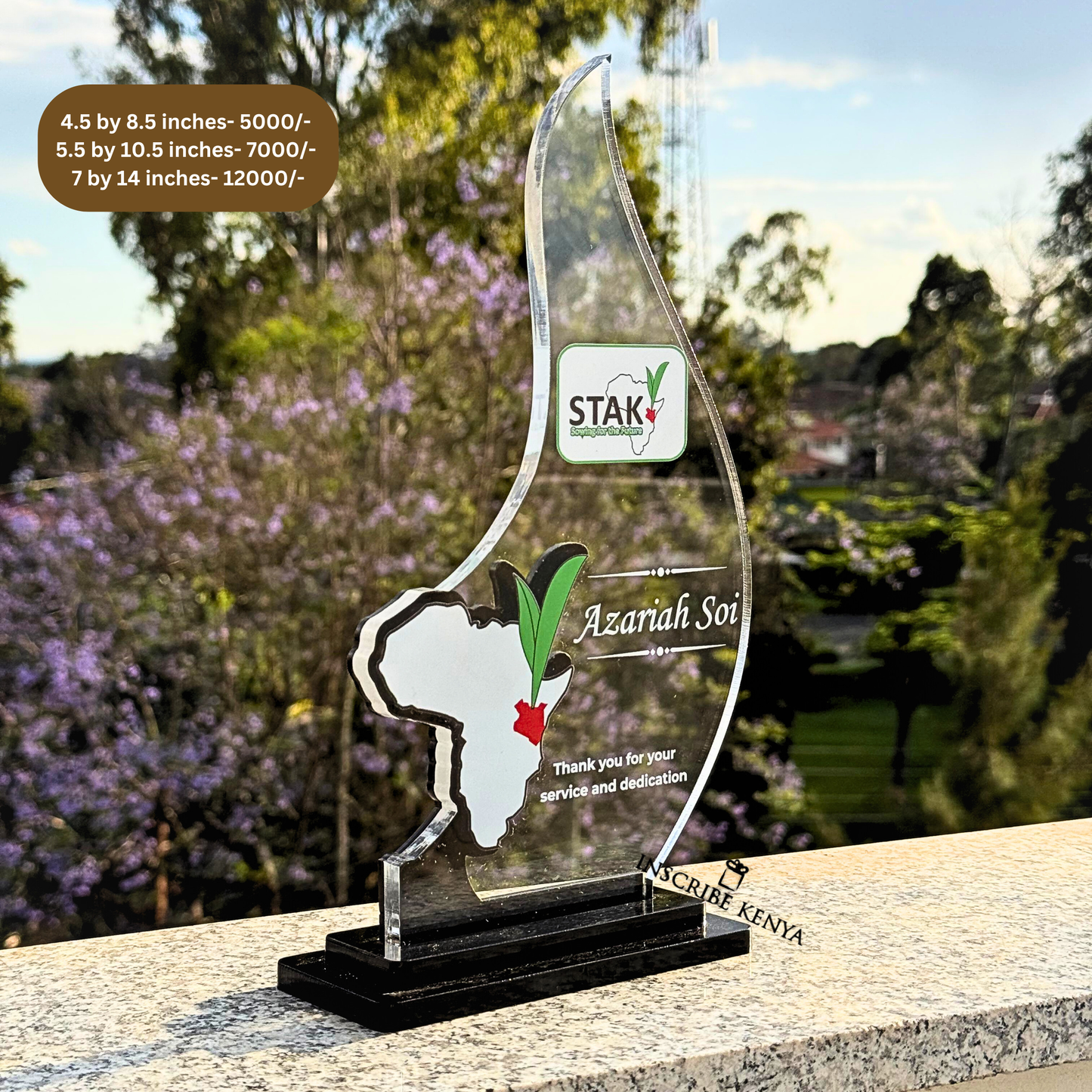 Acrylic Side Africa plaque.