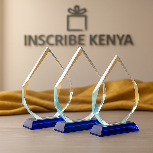 Pinnacle Flame Crystal Glass Award Trophy