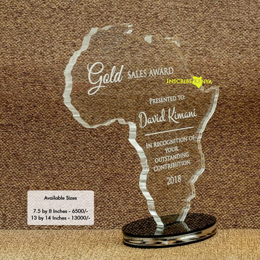 Africa Shaped Acrylic Award/Tophy Plaque