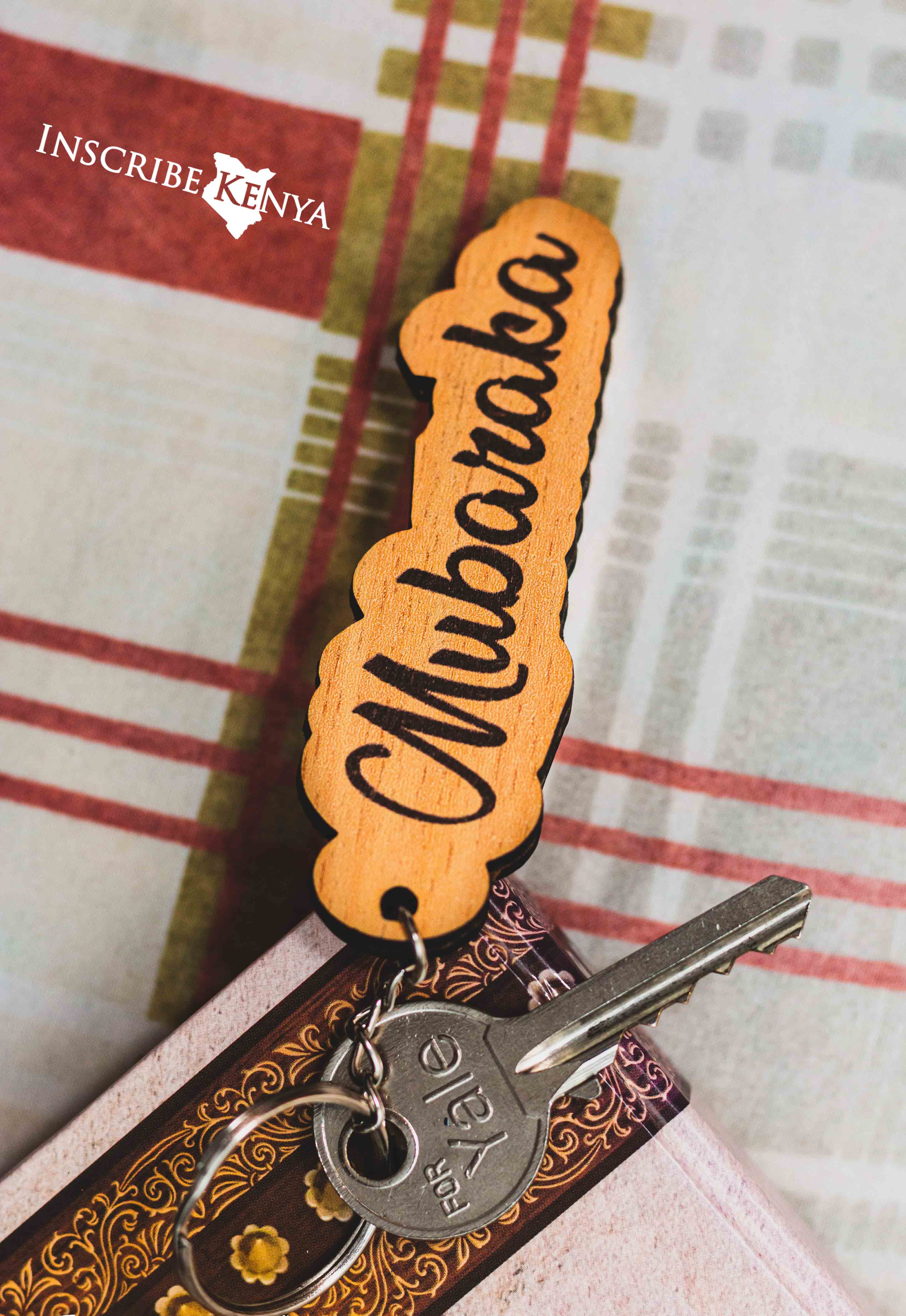 Wooden keychain with on sale name