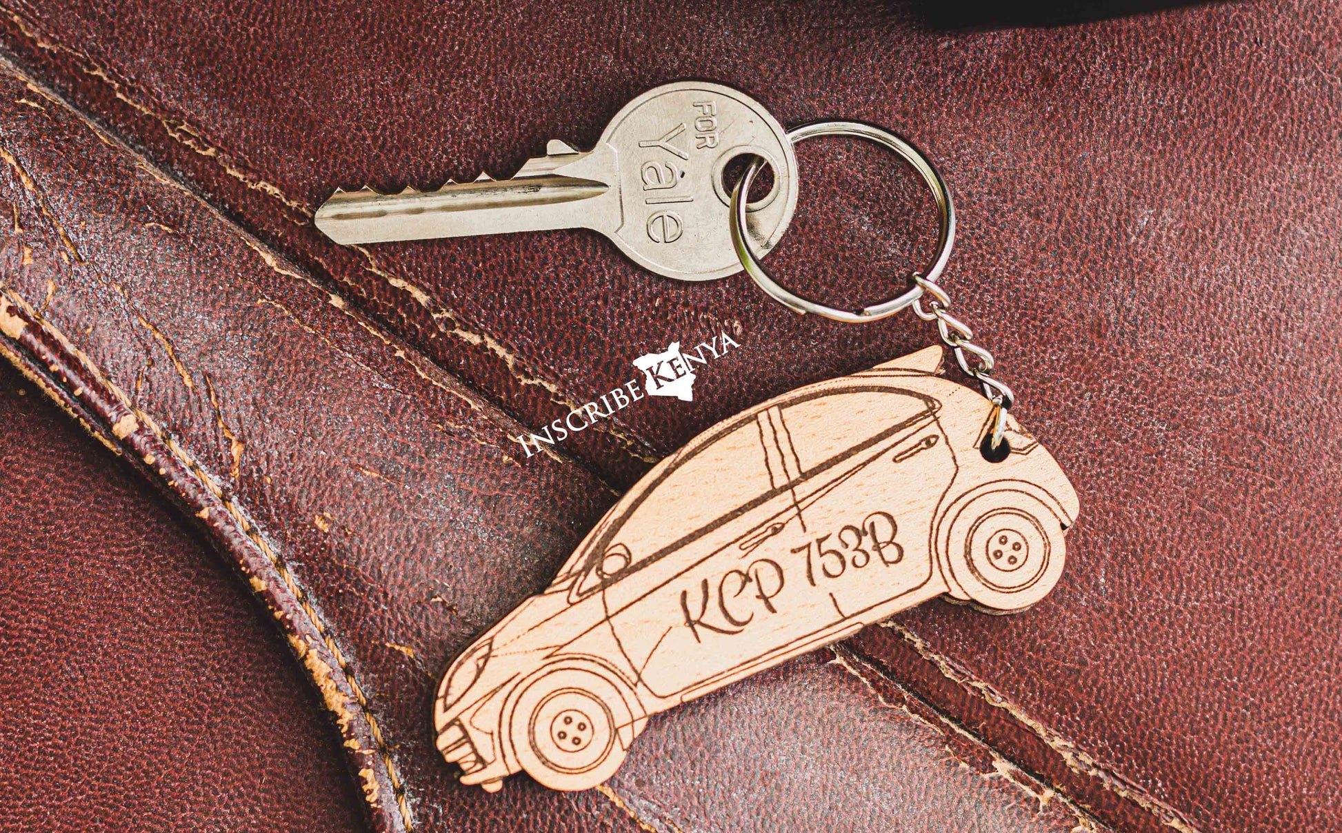 Car Wooden Keychain – InscribedGiftsKe