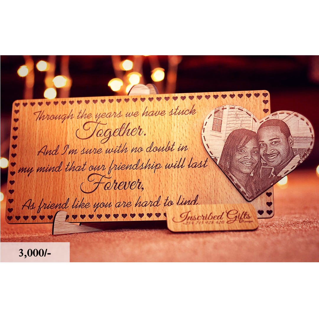 Wooden Heart Add-on Inscribed Photo Frame PF011