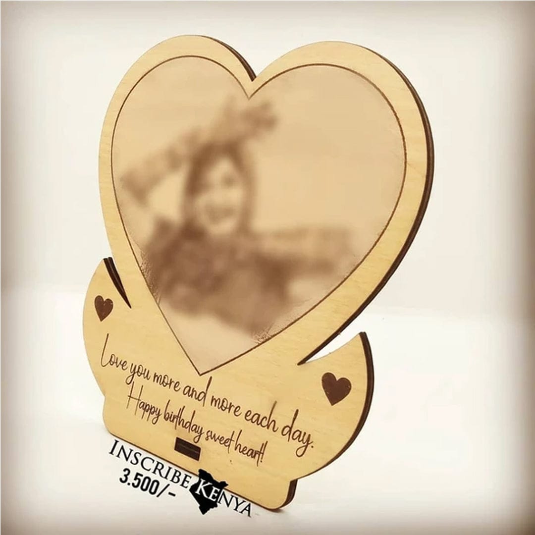 Wooden Floral Inscribed Photo Frame PF014 – InscribedGiftsKe