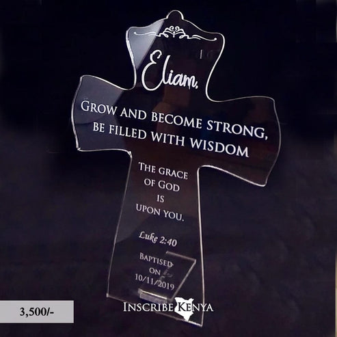 Acrylic Cross Inscribed Message Frame MF017 – InscribedGiftsKe
