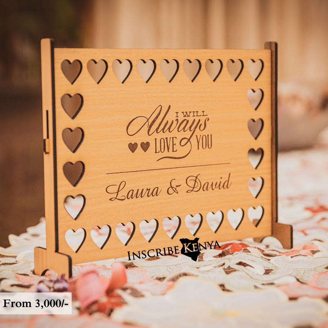 Inscribed Wooden Hearts Love Message Frame MF022