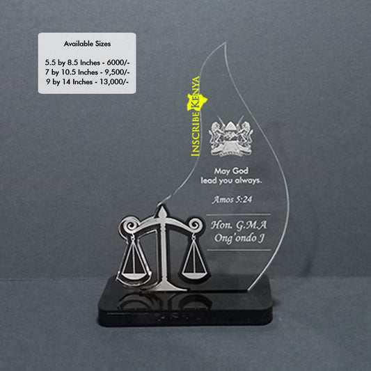 Law Justice Scales Acrylic Award/Tophy Plaque A037