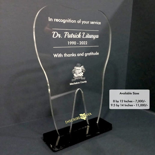Dental Tooth Shaped Acrylic Award/Tophy Plaque A046