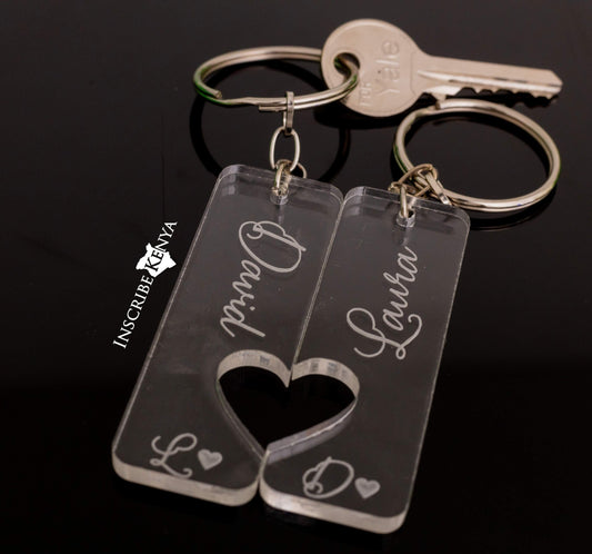 Acrylic Deep Heart Pair Keychain