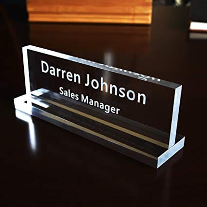 Acrylic Desk Nameplate (3 by 8 Inches)