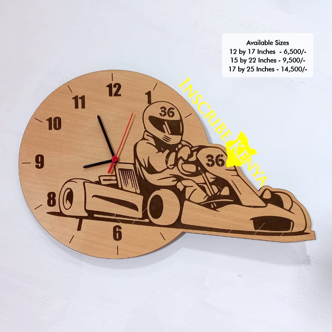 Go-Kart Shaped Wooden Wall Clock