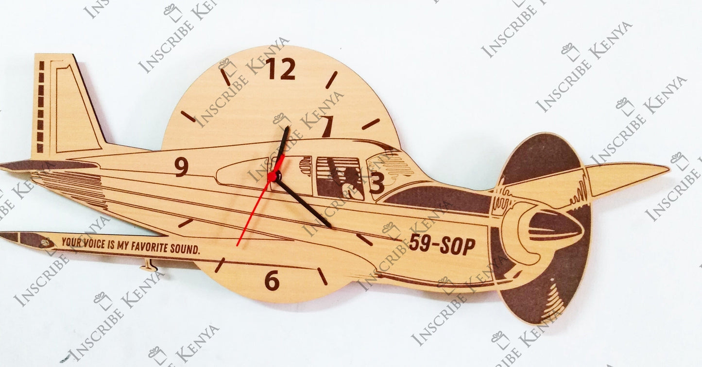 Aeroplane Shaped Wooden Wall Clock