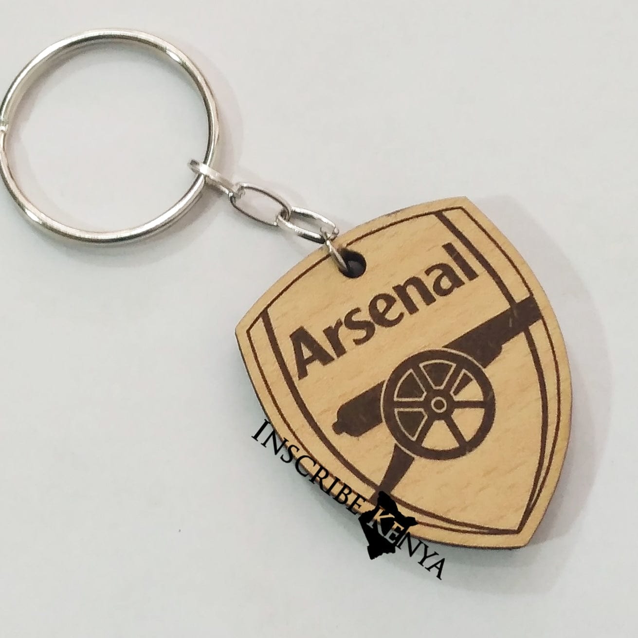 Wooden Arsenal Logo Football / Soccer Keychain