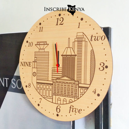 Nairobi Timeline Wooden Wall Clock