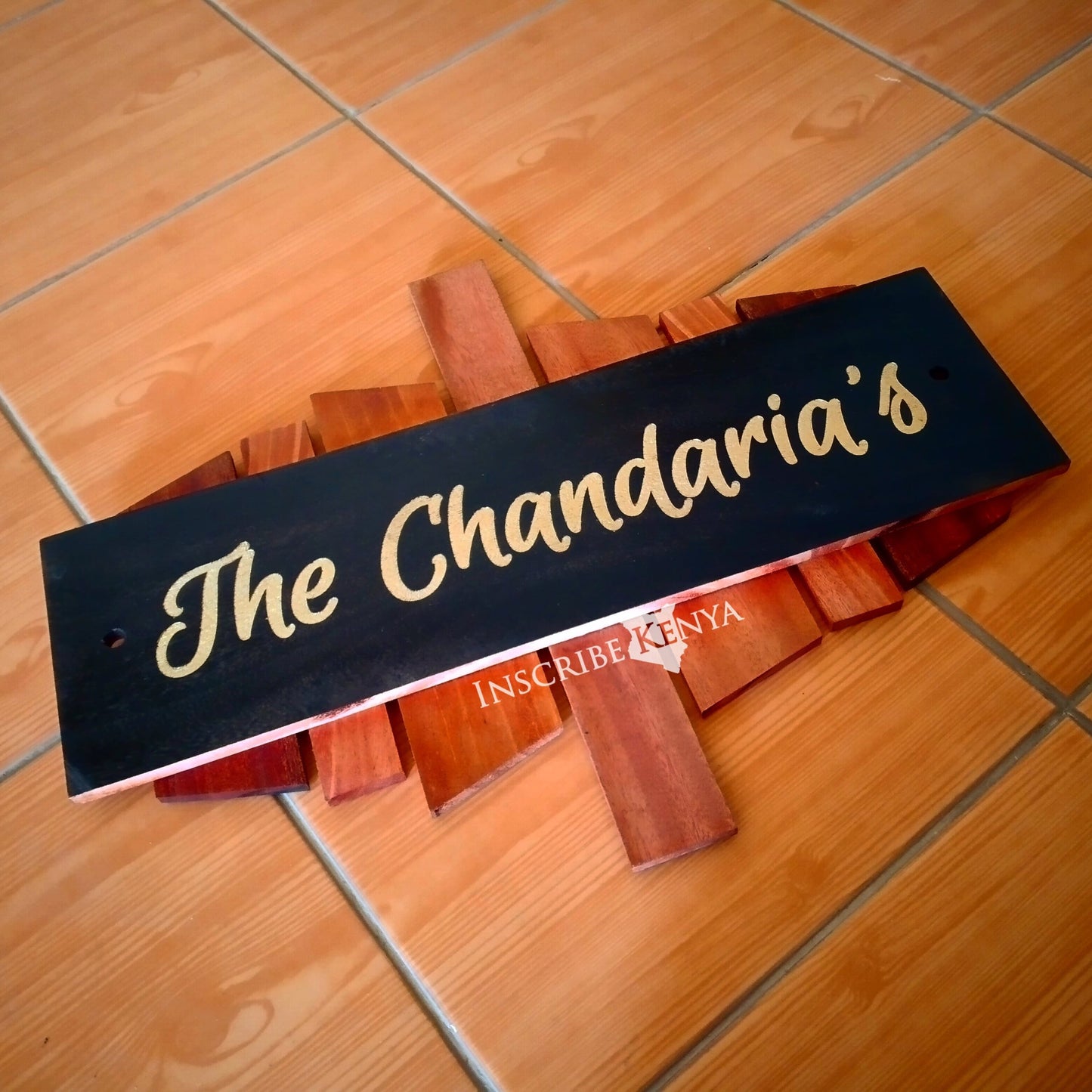 Wooden Hardwood Layered Nameplate - 15 by 20 Inches