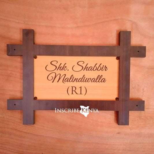 Wooden Bordered Residential Nameplate