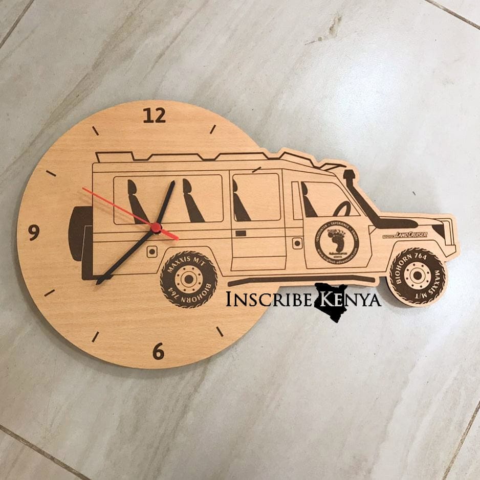 Wooden Safari Landcruiser Shaped Wall Clock WC014