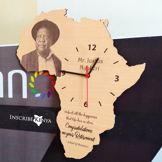Africa Shaped Wooden Wall Clock