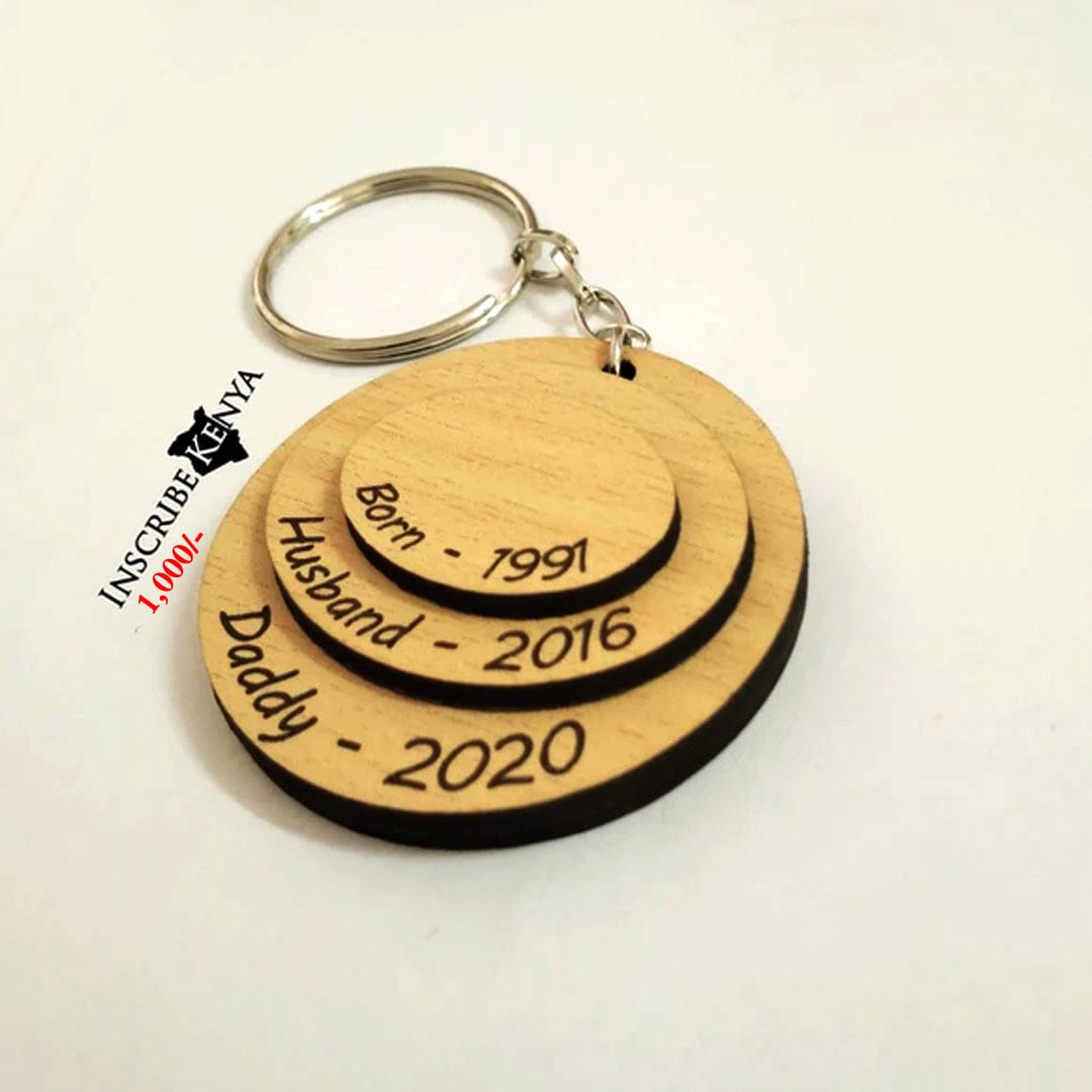 Wooden layered keychain – InscribedGiftsKe