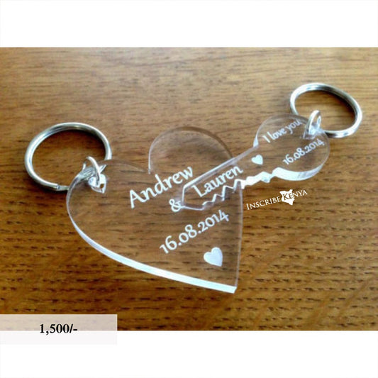Acrylic Heart Key Pair Keychains