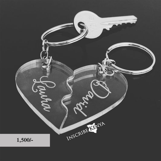 Acrylic Heart Pair Keychains