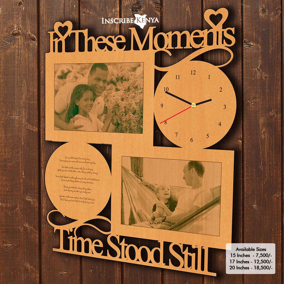 Wooden In these moments wall clock