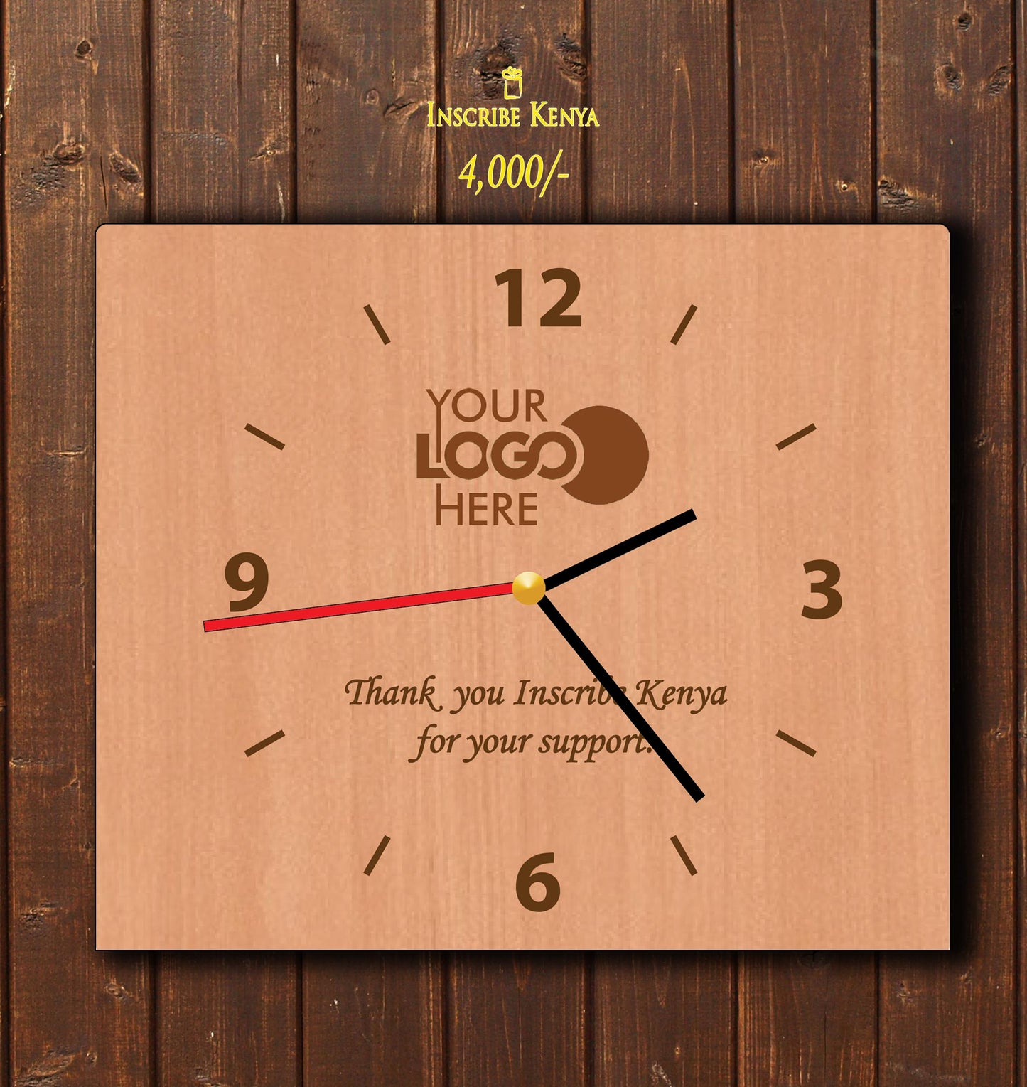 Wooden Square Wall Clock