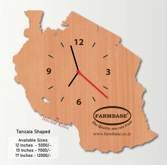 Tanzania Map shaped wall clock