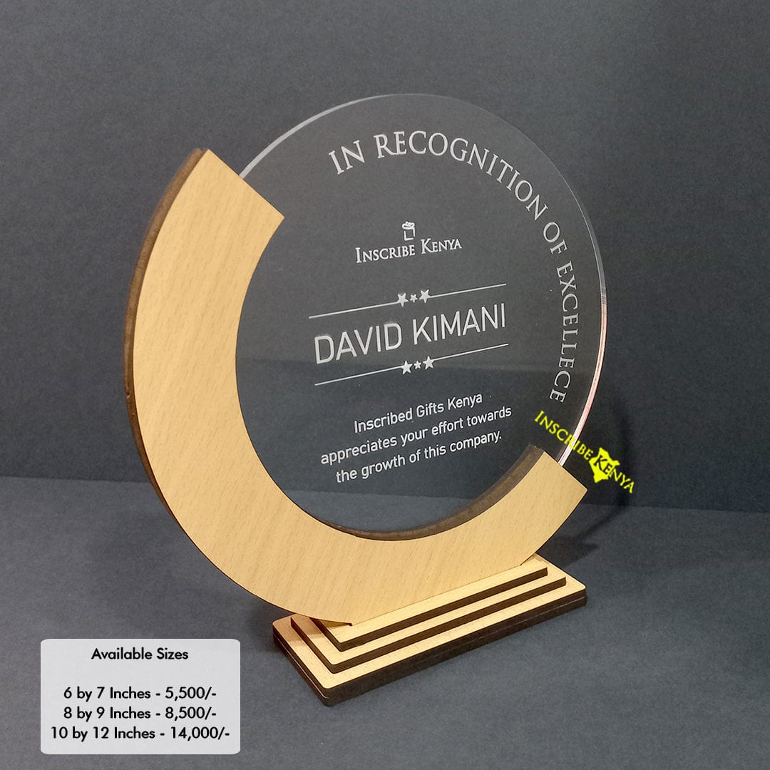 Wooden Acrylic Round Trophy / Award / Plaque